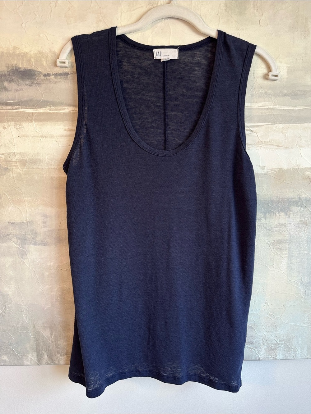 GAP Linen Blend Tank Top Indigo Navy Blue Everyday basics Medium 1175
